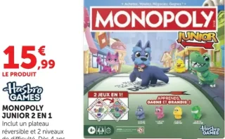 Jeu de société Monopoly Junior 2 en 1 Hasbro Games