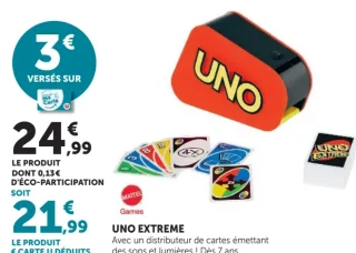 Jeu de cartes Uno Extreme Mattel Games