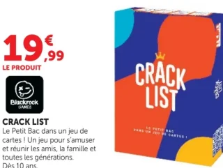 Jeu de cartes Crack List Blackrock Games