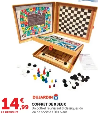 Coffret de 8 jeux de société classiques Dujardin