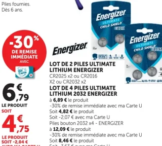 Lot de 2 piles Ultimate Lithium Energizer