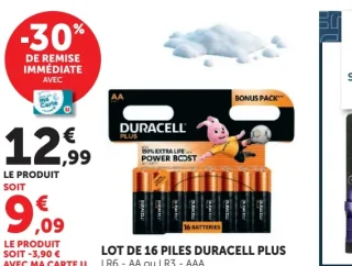 Lot de 16 piles Duracell Plus LR6 - AA ou LR3 - AAA