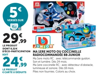 Ma 1ère moto ou coccinelle radiocommandée BB Junior