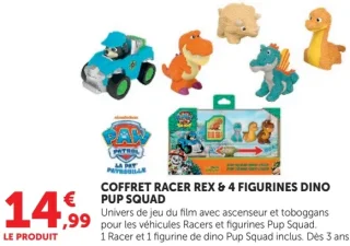 Paw Patrol Coffret Racer Rex & 4 figurines Dino Pup Squad