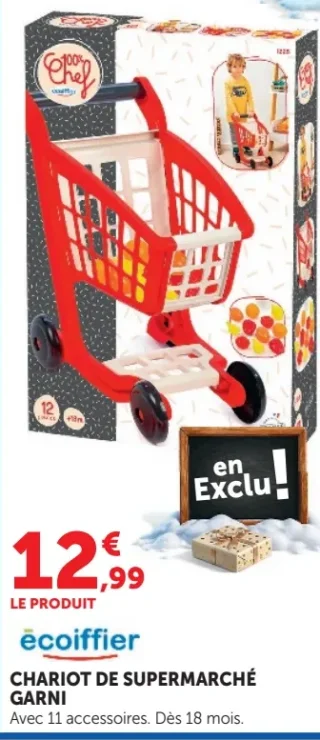 Écoiffier Chariot de Supermarché Garni