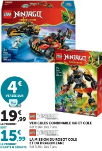 LEGO Ninjago - Véhicules combinable Kai et Cole / La mission du robot Cole et du dragon Zane