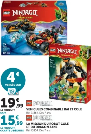 LEGO Ninjago - Véhicules combinable Kai et Cole / La mission du robot Cole et du dragon Zane