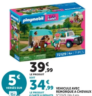Véhicule avec remorque à chevaux Playmobil I Love Horses N°72129