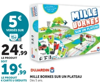 Jeu de société Mille Bornes sur un plateau Dujardin