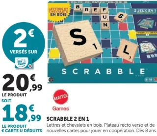 Jeu de société Scrabble 2 en 1 Mattel Games