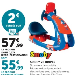 Simulateur de conduite Spidey V8 Driver Smoby