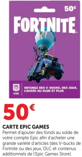Carte Epic Games 50€