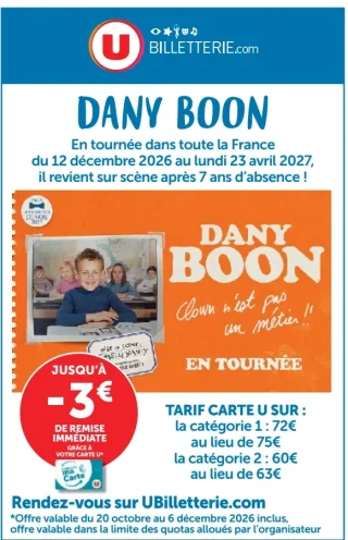Billet spectacle Dany Boon - U Billetterie