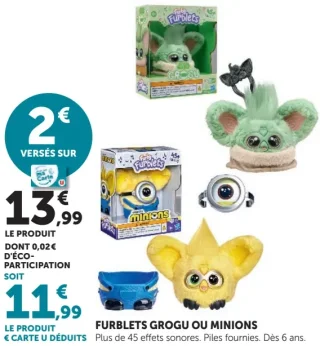 Mini peluche Furblets Grogu ou Minions Furby