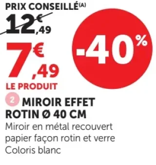 MIROIR EFFET ROTIN Ø 40 CM