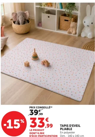 Tapis d'éveil pliable 140 x 140 cm