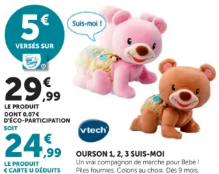 Peluche Ourson 1, 2, 3 suis-moi Vtech