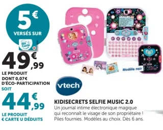 Journal intime électronique Vtech KidiSecrets Selfie Music 2.0