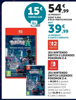 Jeu Nintendo Switch 2 Légendes Pokémon Z-A