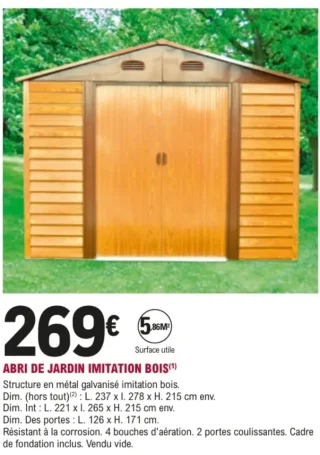 Abri de jardin imitation bois