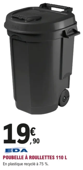 Poubelle à roulettes 110 L EDA