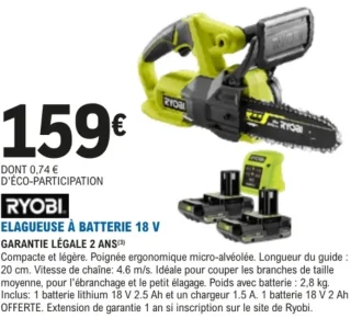 Élagueuse à batterie 18 V Ryobi