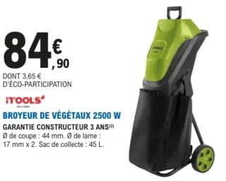 Broyeur de végétaux 2500 W iTOOLS