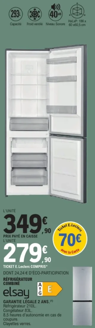Réfrigérateur combiné Elsay