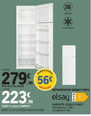 Réfrigérateur double porte Elsay
