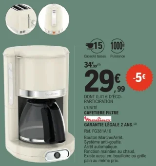 Cafetière filtre Moulinex FG381A10