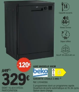 Lave vaisselle 60cm Beko