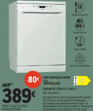 Lave vaisselle 60cm Whirlpool