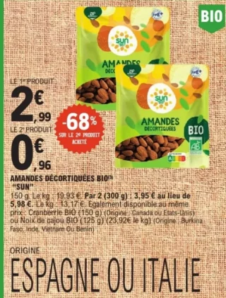 Amandes décortiquées BIO "Sun"