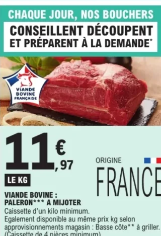 Viande bovine : Paleron*** à mijoter