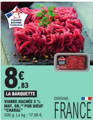Viande hachée 5 % mat. gr. pur bœuf Charal