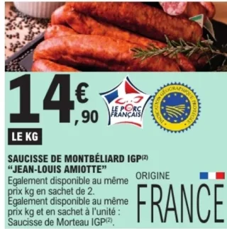 Saucisse de Montbéliard IGP Jean-Louis Amiotte