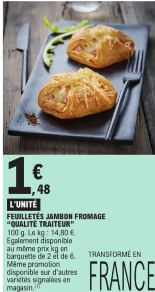 Feuilletés jambon fromage Qualité Traiteur