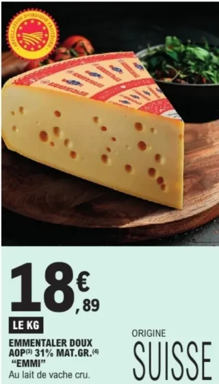 Emmentaler Doux AOP Emmi 31% Mat. Gr.