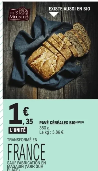 Pavé céréales bio Les 3 Meuniers