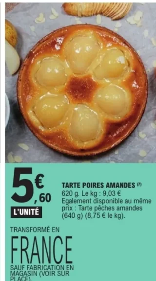Tarte poires amandes