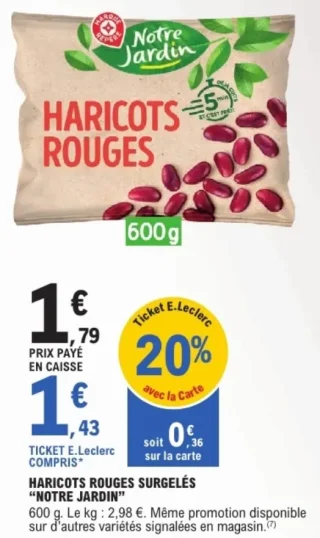 Haricots rouges surgelés Notre Jardin