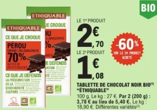 Tablette de chocolat noir bio Éthiquable