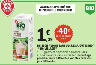 Boisson avoine sans sucres ajoutés bio Bio Village