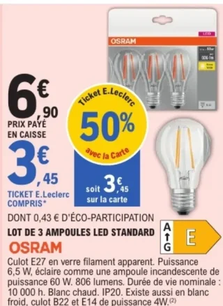 Lot de 3 ampoules LED Standard Osram