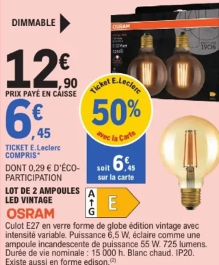 Lot de 2 ampoules LED Vintage Osram