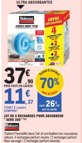Lot de 8 recharges pour absorbeur "AERO 360" Rubson