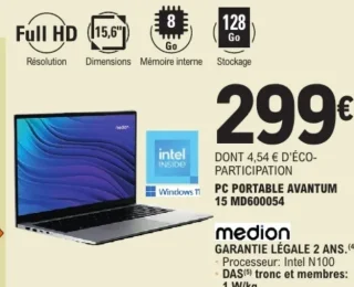 PC portable Avantum 15 MD600054 Medion