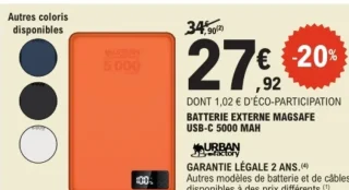 Batterie externe MagSafe USB-C 5000 mAh Urban Factory