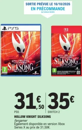 Jeu vidéo Hollow Knight Silksong PS5 ou Switch 2 Fangamer