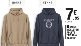 Sweat molleton adulte "TISSAIA BASICS"